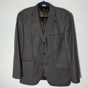 Vintage Oscar De La Renta Brown Blue Silk & Wool Blend Blazer Suit Jacket 42R